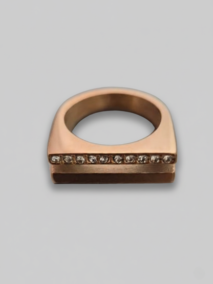 Buy Designer Rose Gold Diamond Double Line Ring Online - TheJewelbox