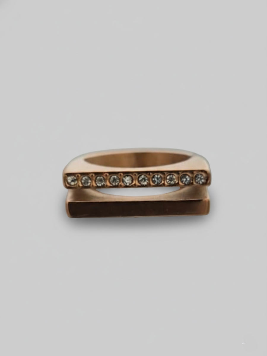 Designer Rose Gold Diamond Double Line Ring