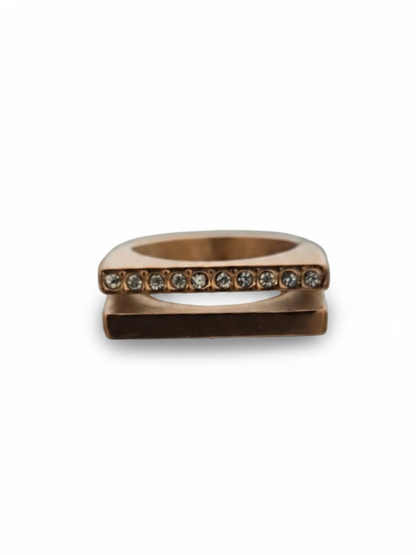Designer Diamond Double Line Rose Gold Ring