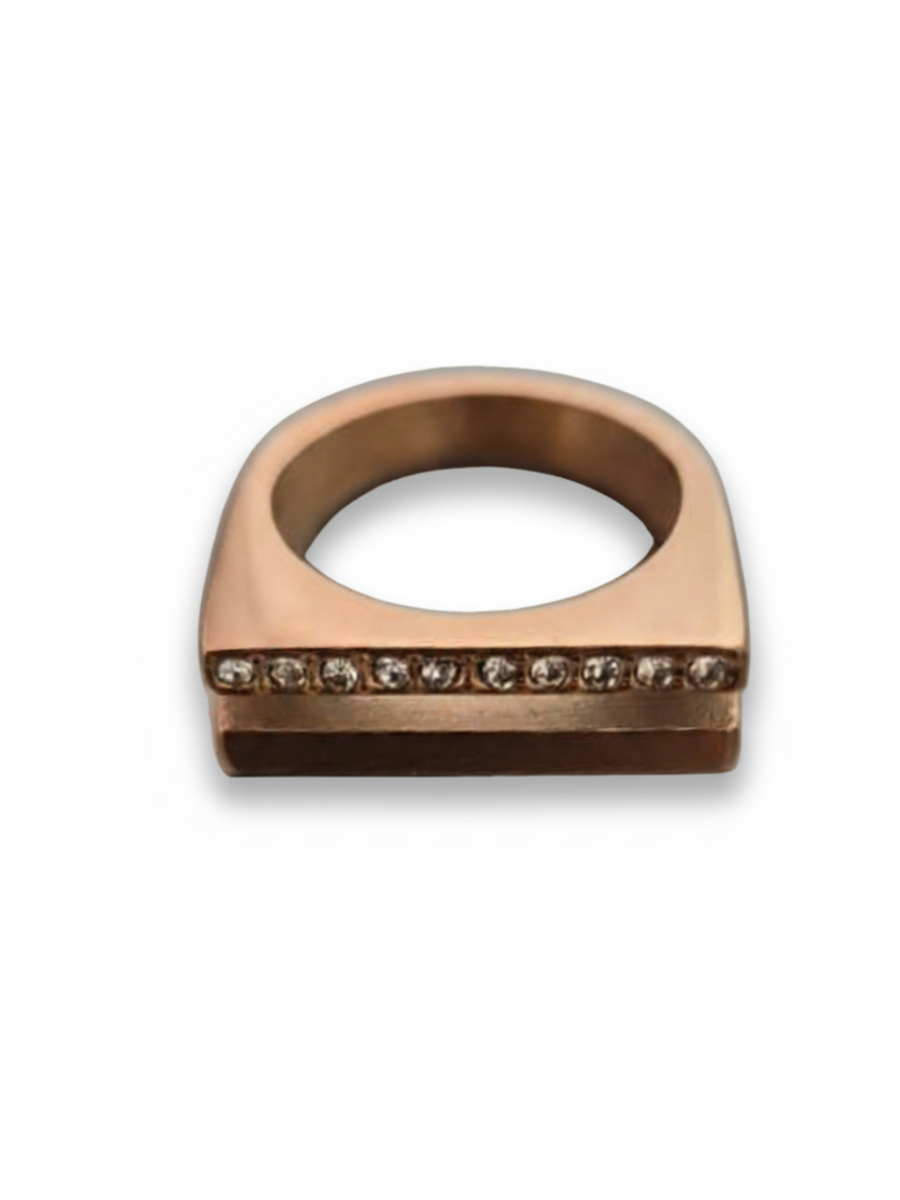 Designer Diamond Double Line Rose Gold Ring - TheJewelbox