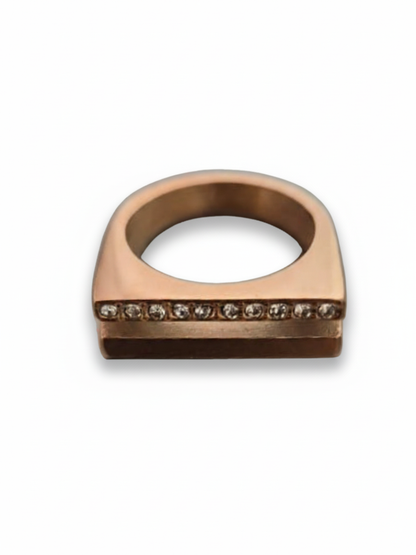 Designer Diamond Double Line Rose Gold Ring - TheJewelbox
