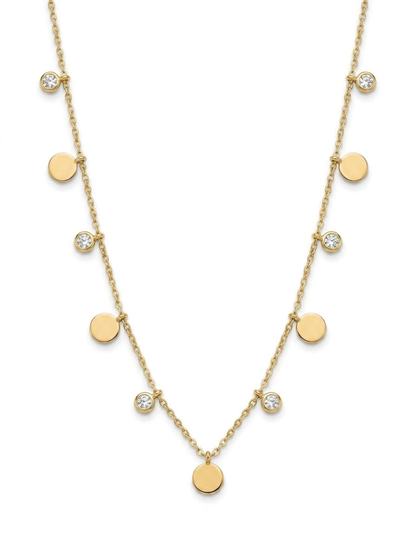 Diamond and Round Charms Golden Minimal Chain Necklace