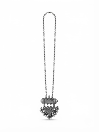 Traditional silver beaded pendant necklace
