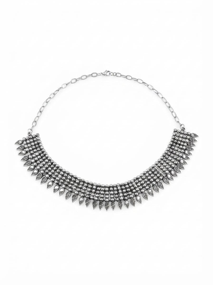 Oxidised silver ethnic choker necklace