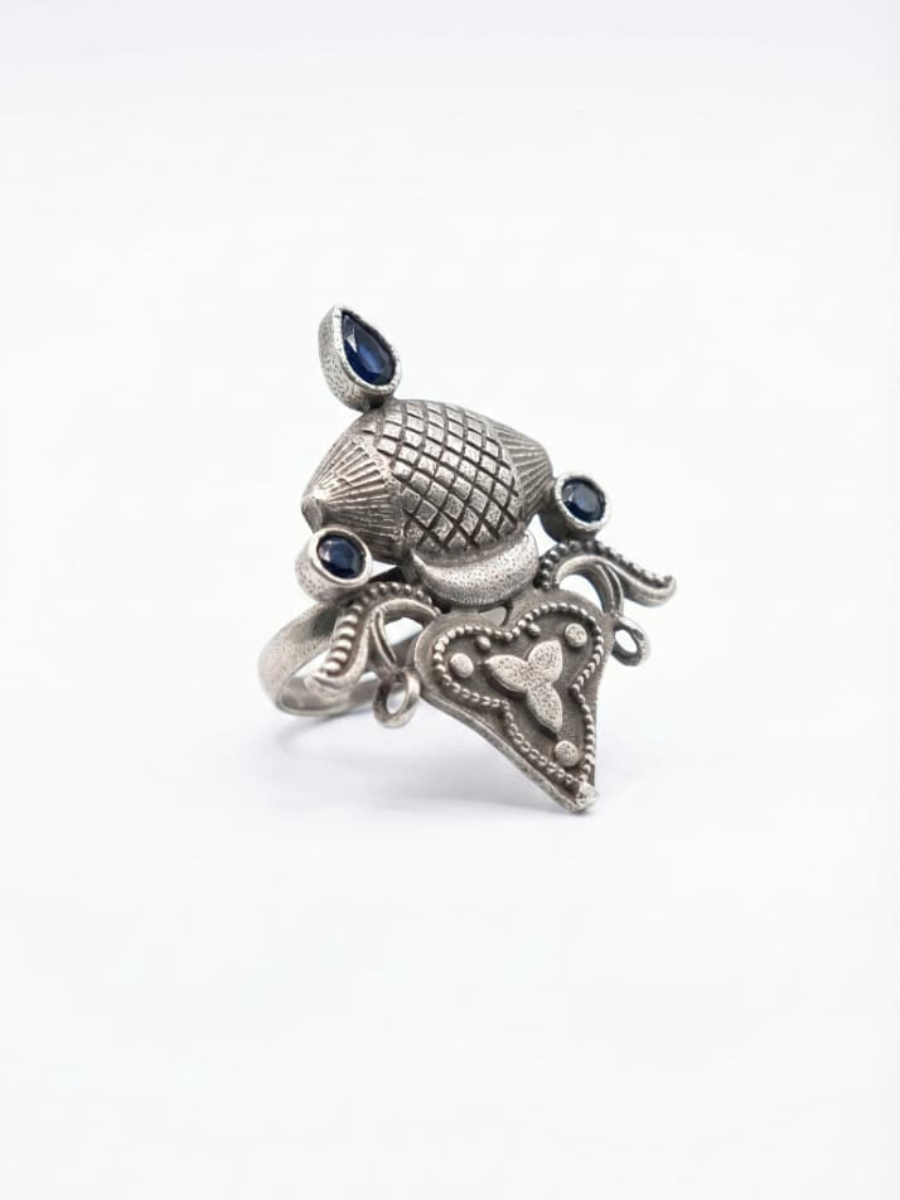 Blue teardrop stone statement ring