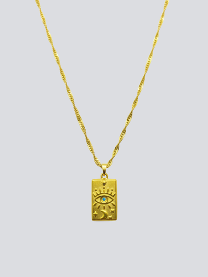 Buy Evil Eye Rectangular Pendant Golden Chain Necklace Online in India - TheJewelbox