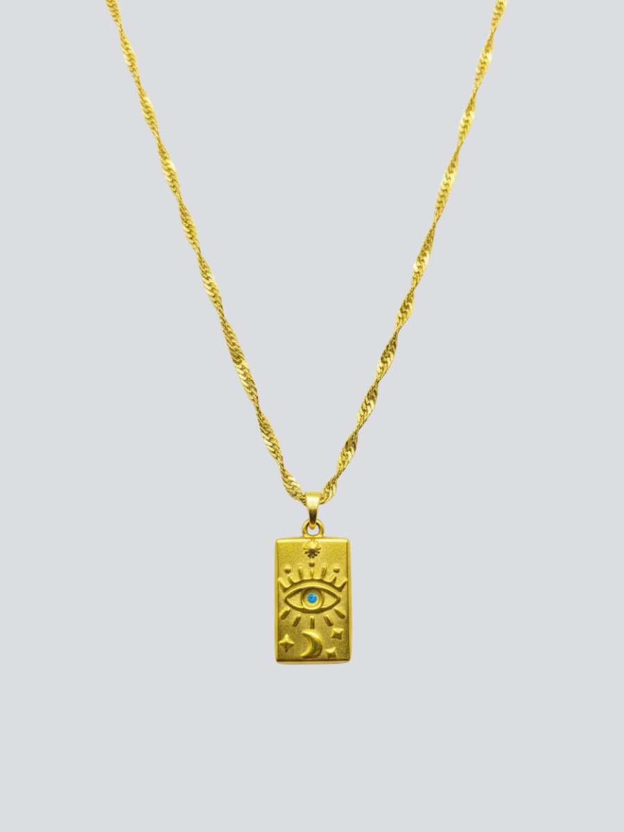 Buy Evil Eye Rectangular Pendant Golden Chain Necklace Online in India - TheJewelbox