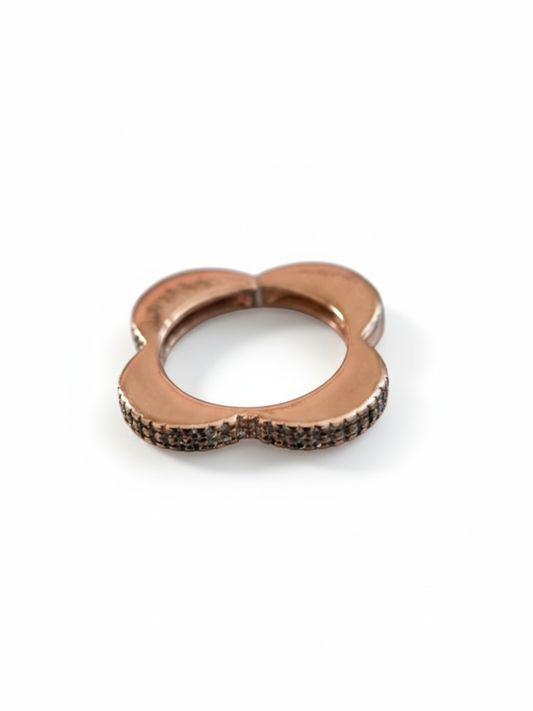 Flower Shaped Rose Gold Adjustable Diamond Ring