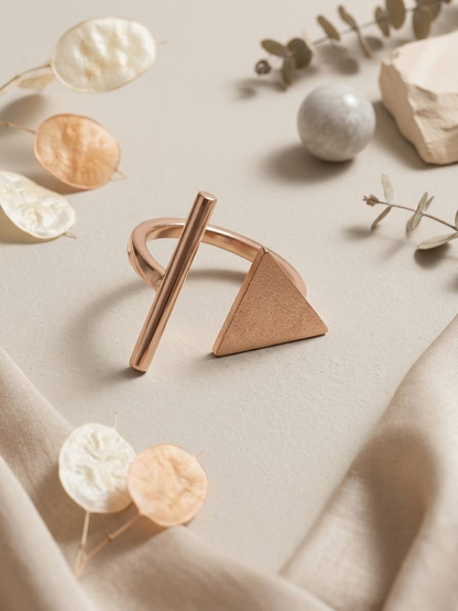 Buy Geometric Arc and Angle Rose Gold Minimal Ring Online in India