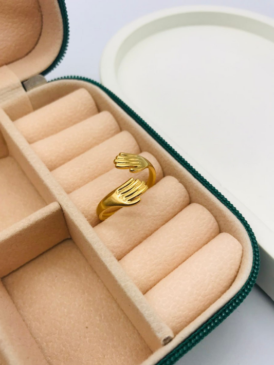 Buy Gold Plated Adjustable Hug Finger Ring - TheJewelbox