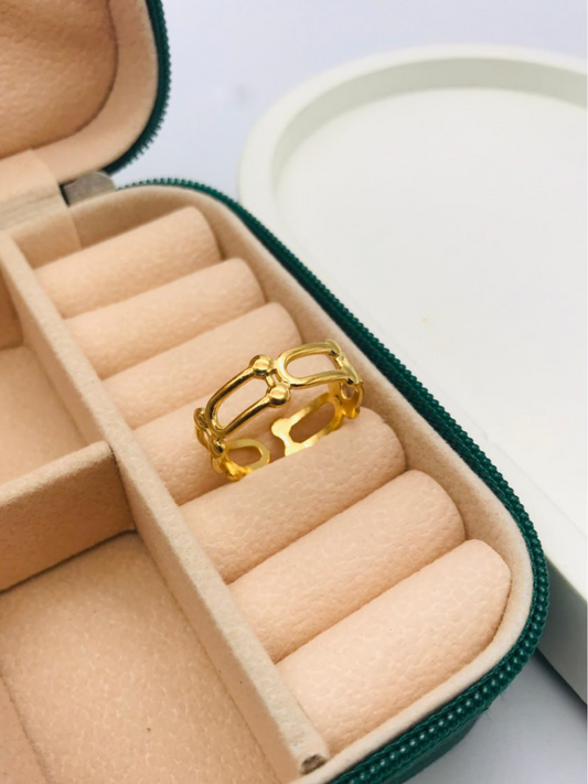 Buy Gold Plated Chain Linked Adjustable Finger Ring - TheJewelbox