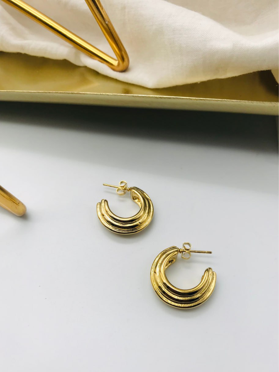 Buy Gold Plated Curved C Shaped Minimal Stud Earrings - TheJewelbox