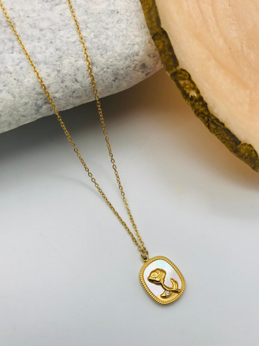 Buy Gold Plated Dainty Rose Pendant Necklace - TheJewelbox