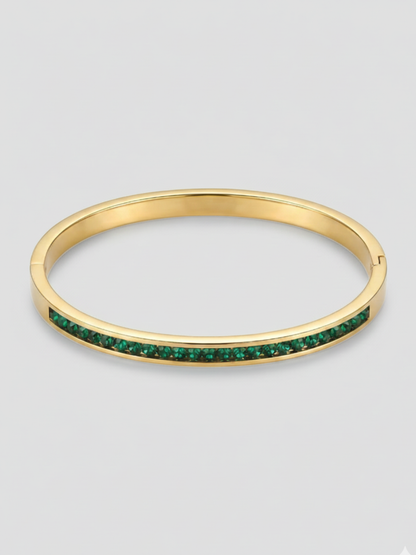 Emerald green crystal hinged bracelet