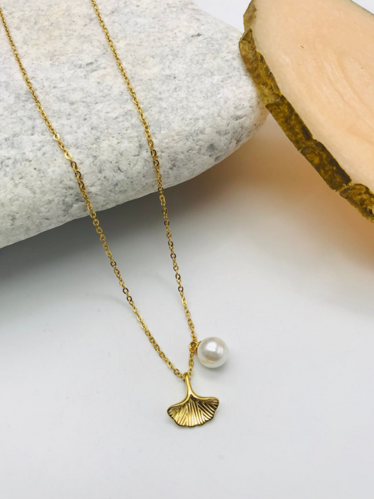 Buy Gold Plated Fishtail Pearl Pendant Dainty Necklace - TheJewelbox