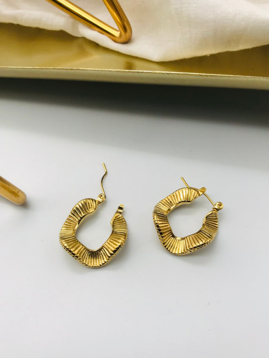 Buy Gold Plated Irregular Zebra Stripe Huggie Hoop Earrings - TheJewelbox