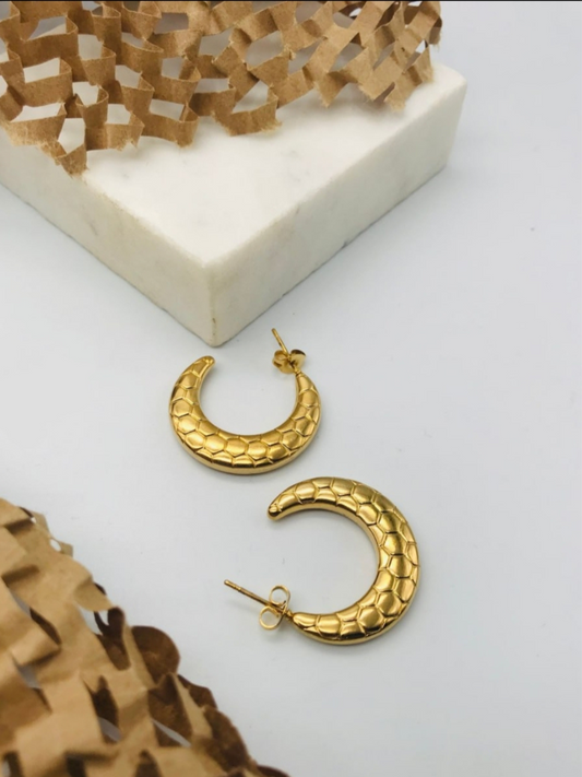 Buy Gold Plated Moon Shaped Half Hoop Earrings - TheJewelbox