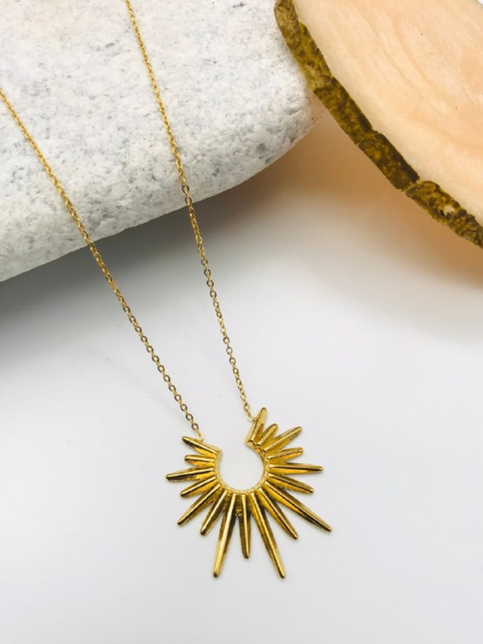 Buy Gold Plated Sun Rays Pendant Chain Minimal Necklace - TheJewelbox