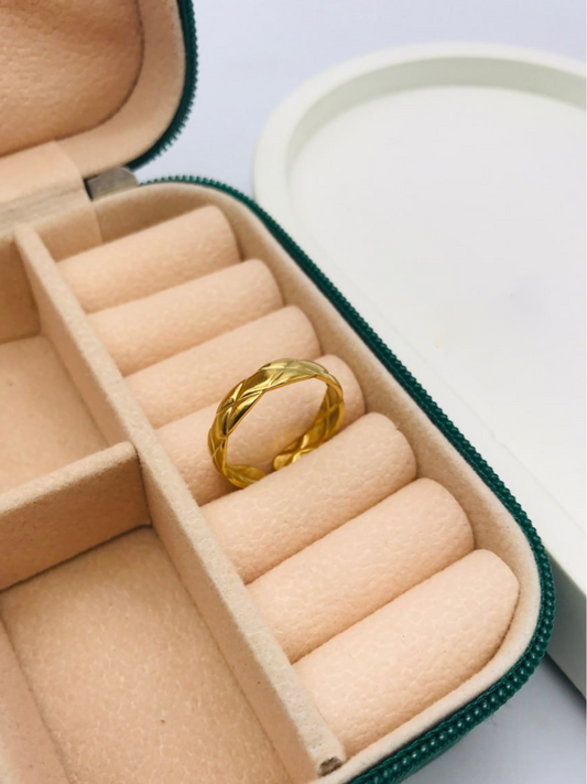 Buy Gold Plated Textured Adjustable Finger Ring - TheJewelbox