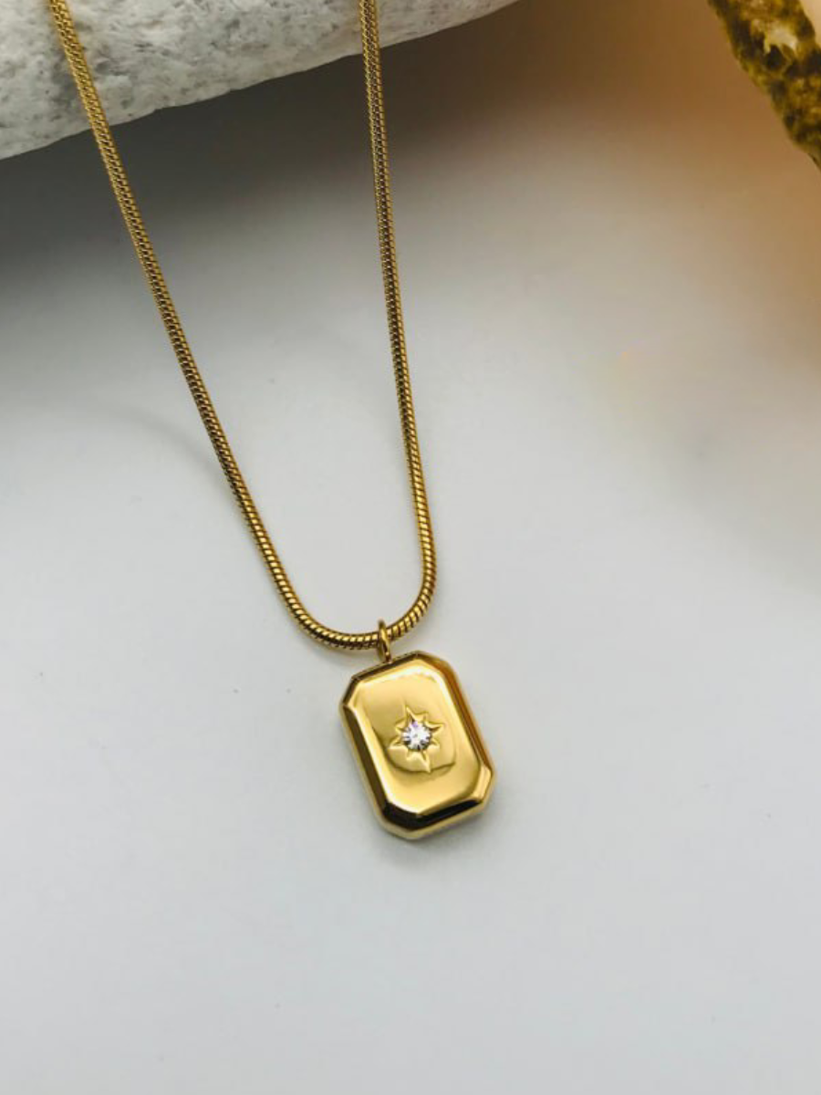 Gold Plated Tiny Star Pendant Chain Necklace