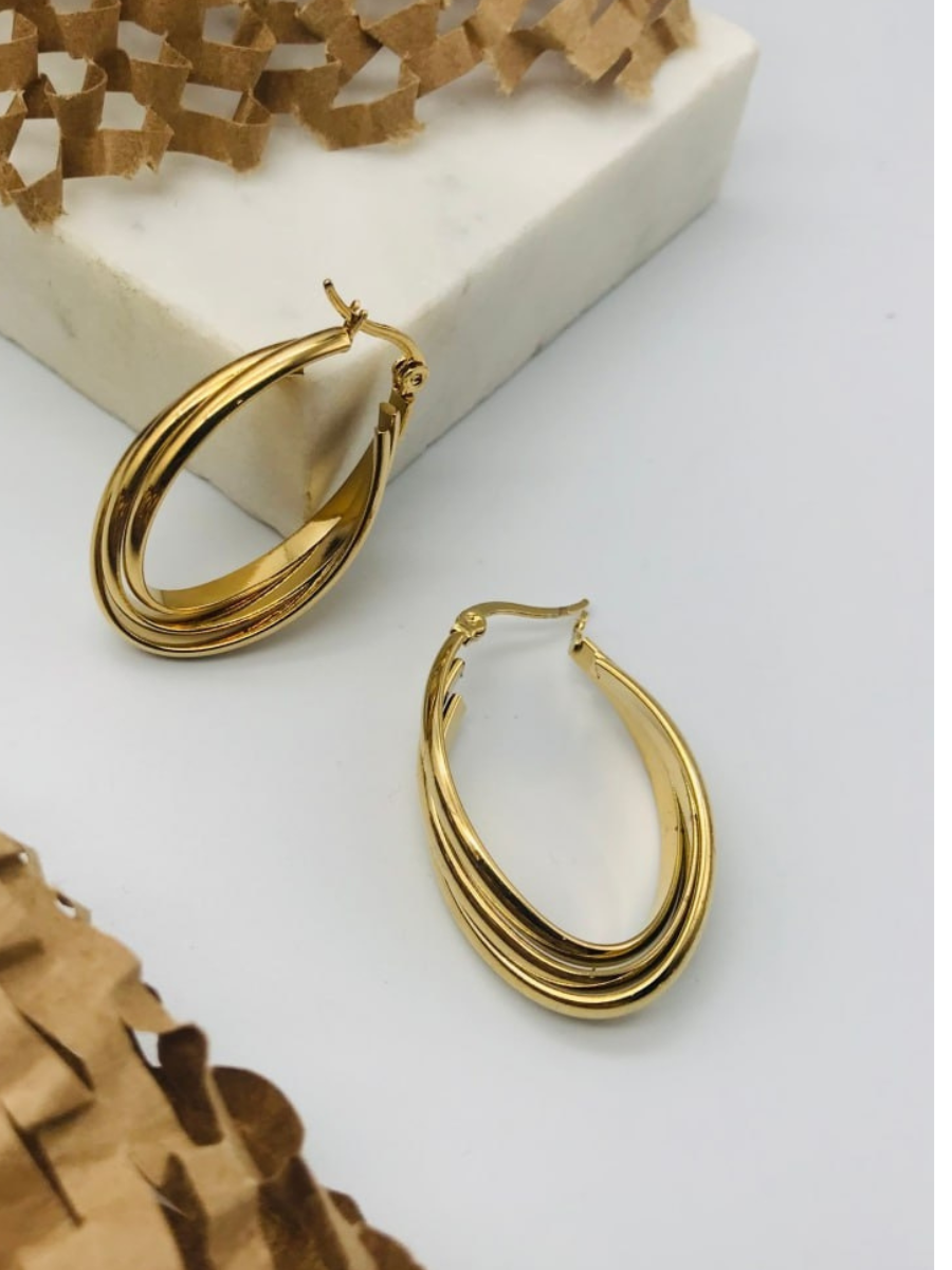 3A Cz 18K Gold Plated U Shaped Serpentine Sterling Silver Stud Earrings -  DAEZ0095. Free Shipping, Easy 30 Days Returns and Exchange, 6 Month Plating  Warranty.