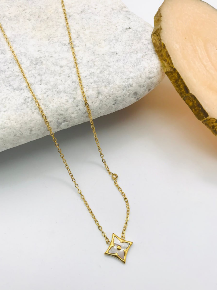 Buy Gold Plated White Clover Pendant Dainty Necklace - TheJewelbox