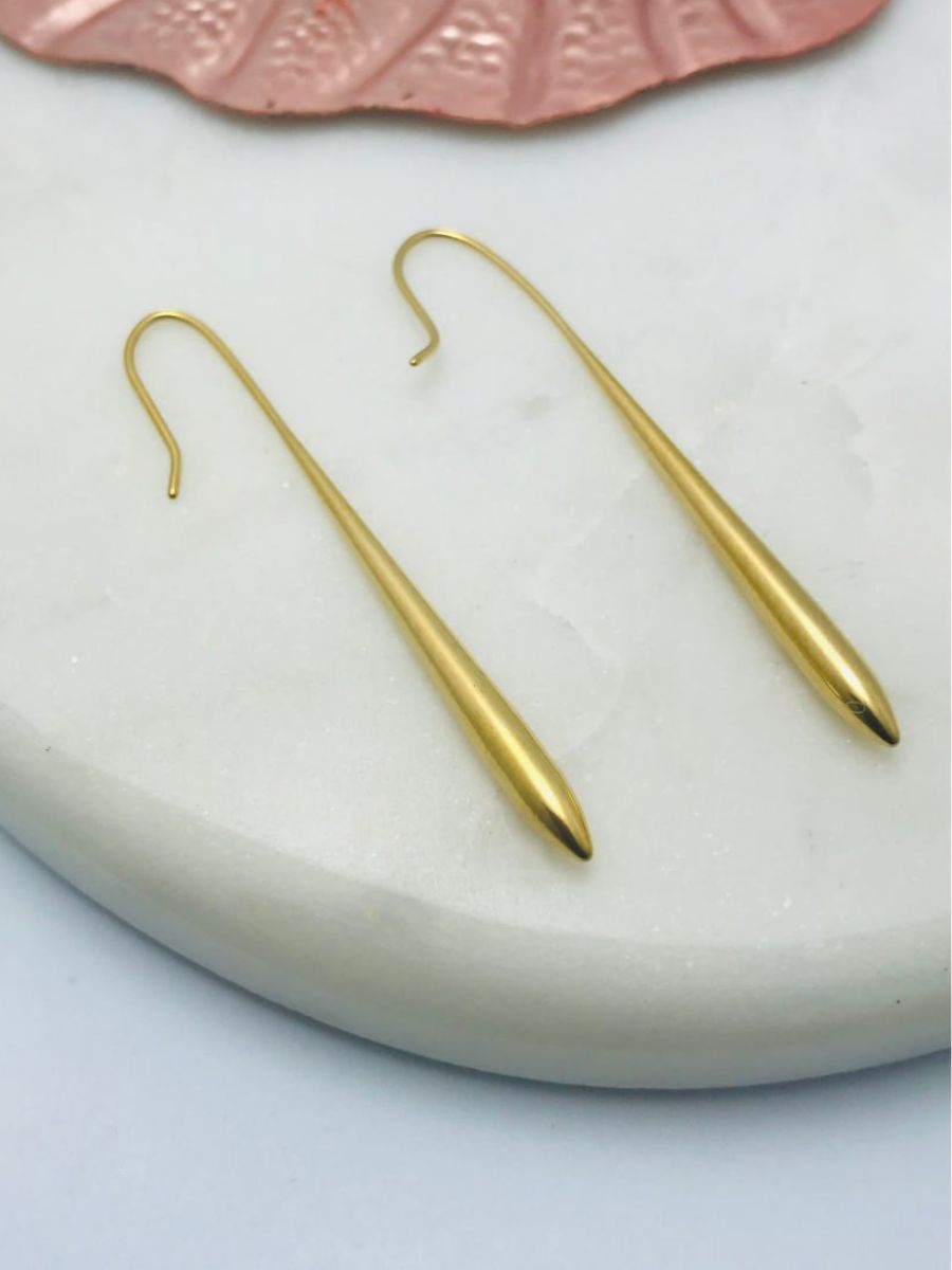 Golden Plated Long Line Drop Western Hoop Earrings