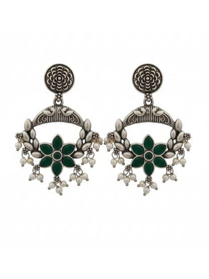 Ethnic Traditional Peacock Motif Pearl Earrings
