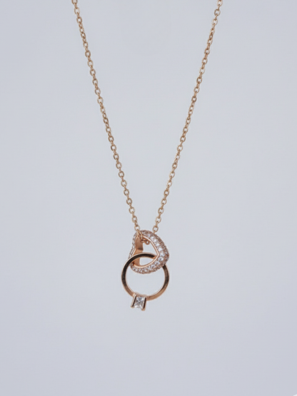 Buy Interlocked Heart and Ring Pendant Rose Gold Necklace Online in India - TheJewelbox