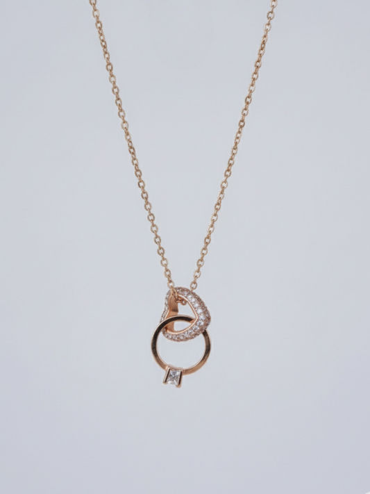 Buy Interlocked Heart and Ring Pendant Rose Gold Necklace Online in India - TheJewelbox