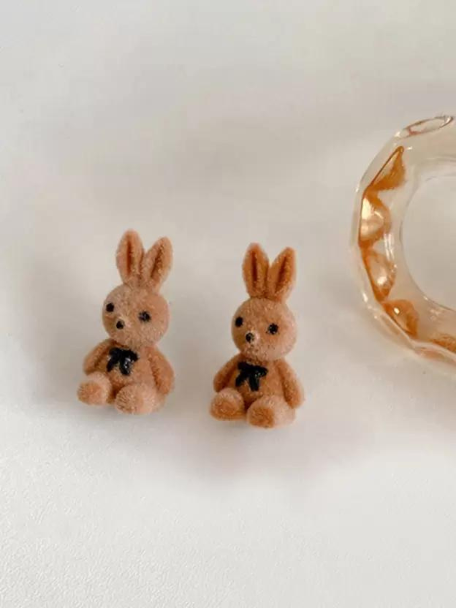 Buy Korean Style Brown Bunny Rabbit Earrings - TheJewelbox