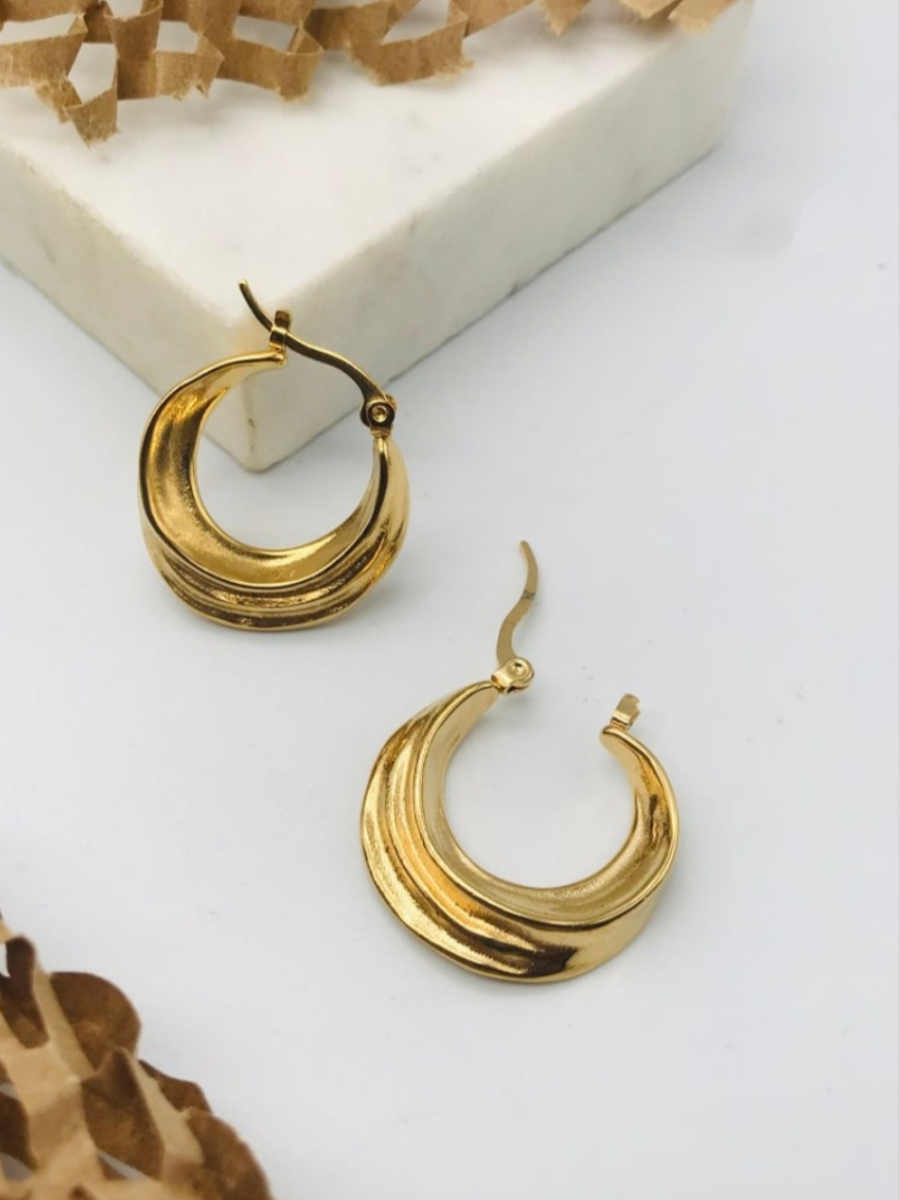 Korean Style Gold Plated Chunky Hoop Earrings