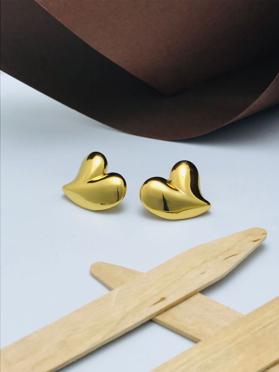 Buy Korean Style Minimal Golden Heart Stud Earrings - TheJewelbox