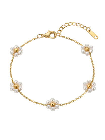 Dainty floral station bracelet gold