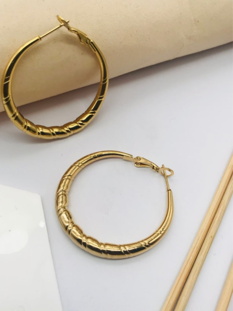 Minimal Gold Plated Textured Hoop Earrings