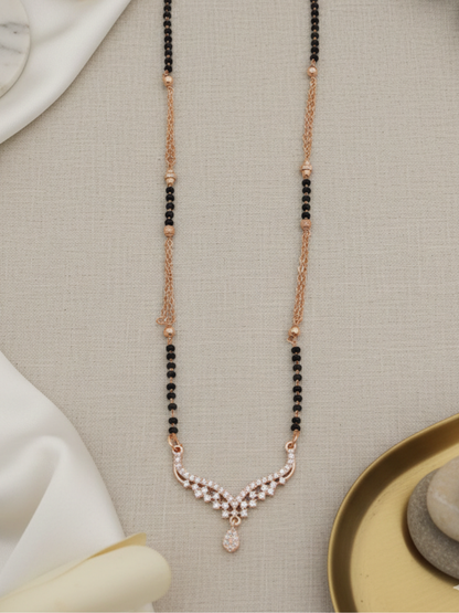 Rose gold zircon pendant mangalsutra