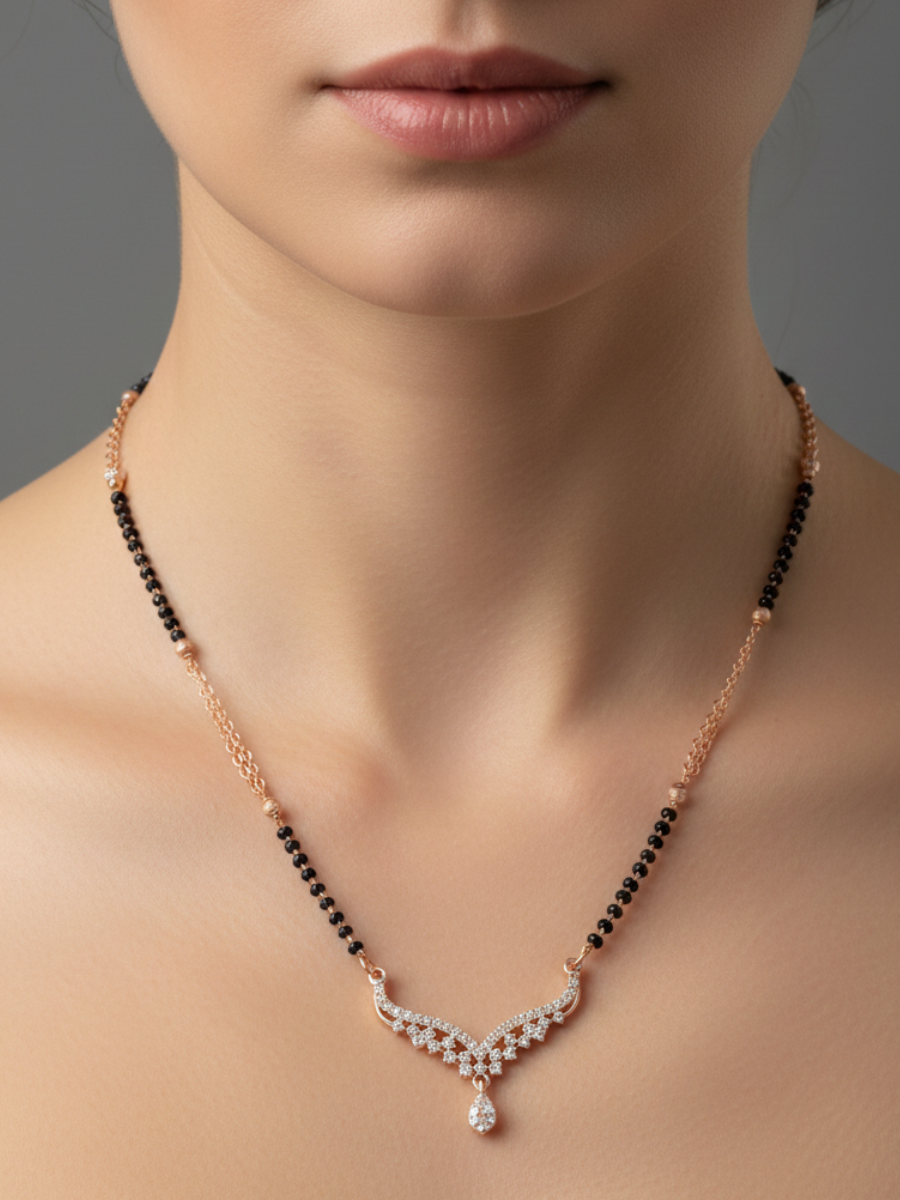 American diamond rose gold mangalsutra