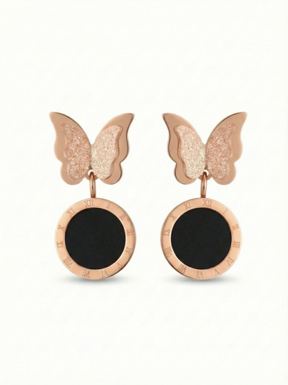 Rose gold drop earrings women