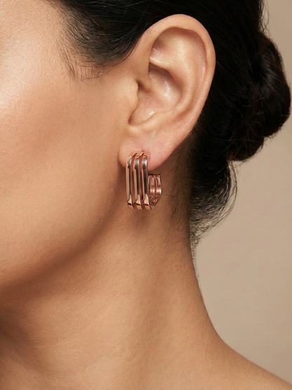 Triple split modern ear hoops