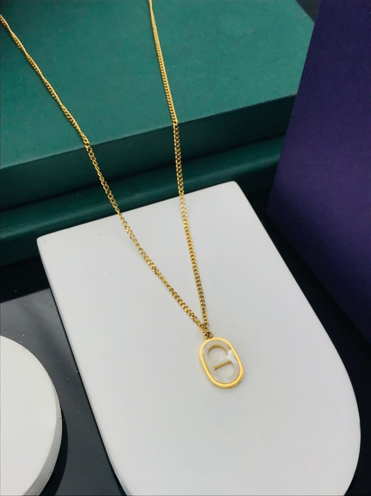 Buy Modern Oval Cutout Pendant Golden Chain Necklace Online - TheJewelbox