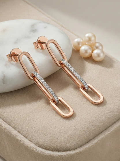 Rose gold chain link earrings