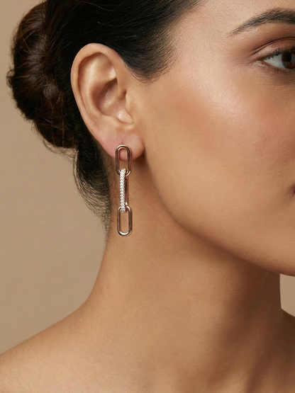 Modern pave crystal drop earrings