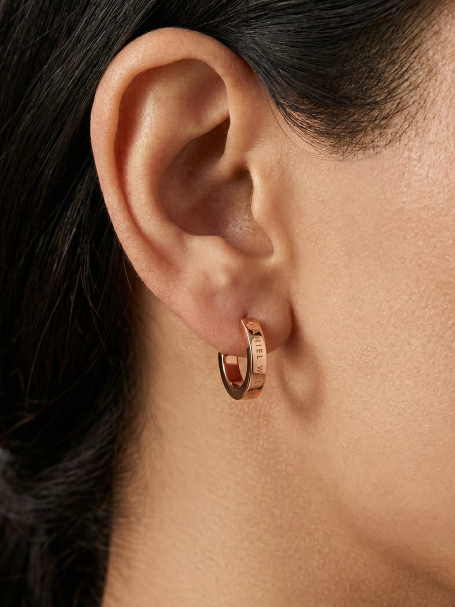 Small rose gold hoops for women