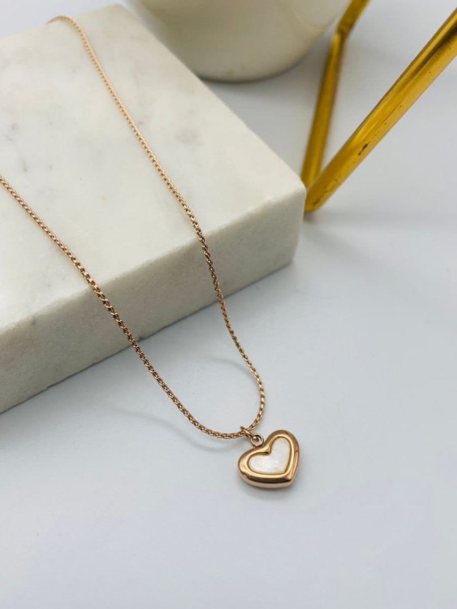Buy Mother of Pearl Heart Pendant Rose Gold Dainty Necklace - TheJewelbox