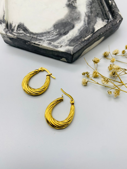 Buy Oval Shaped Gold Plated Twisted Hoop Earrings - TheJewelbox