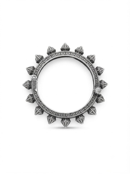 Heavy oxidized silver traditional statement bangle