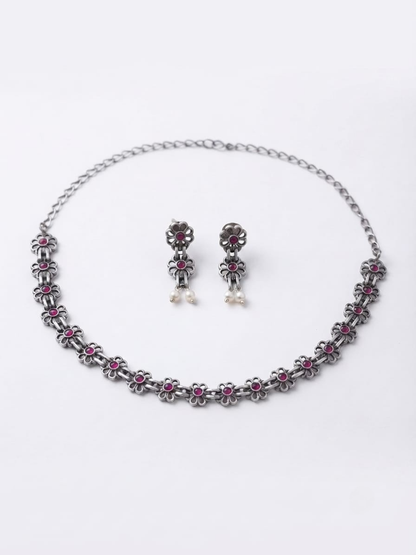 Antique silver ruby choker necklace