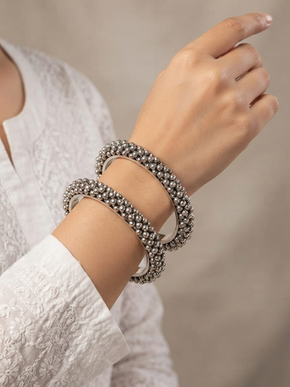 Traditional antique silver bangles pair