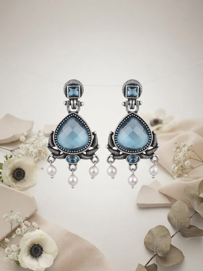 Antique silver traditional drop earrings
