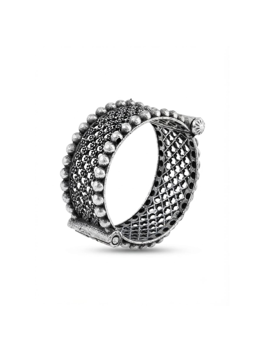 Ethnic German silver textured statement cuff
